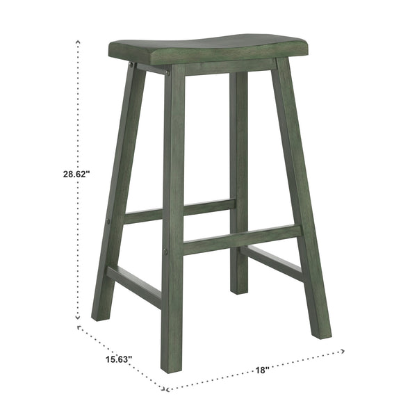 Cosimo Solid Rubberwood Bar Stools Set of 2 with Saddleback Seat Distressed Finish