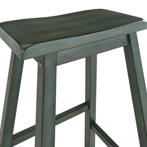 Cosimo Solid Rubberwood Bar Stools Set of 2 with Saddleback Seat Distressed Finish
