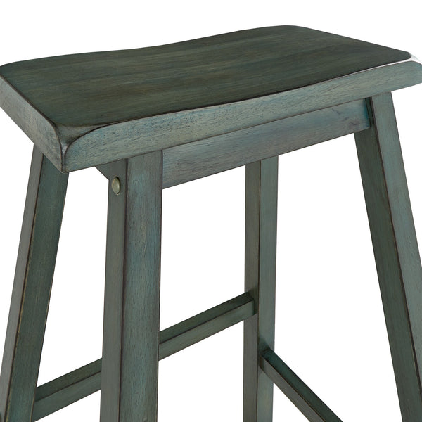 Cosimo Solid Rubberwood Bar Stools Set of 2 with Saddleback Seat Distressed Finish