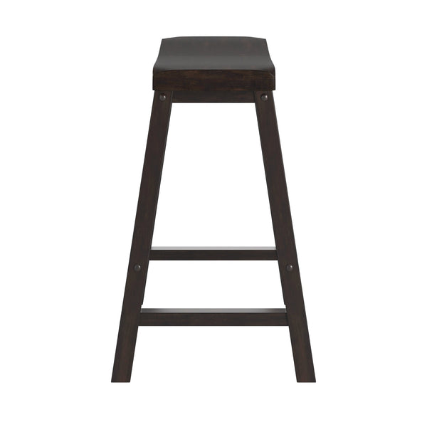 Cosimo Solid Rubberwood Saddleback Counter Stools Set of Two for Kitchen Islands
