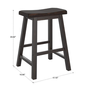 Cosimo Solid Rubberwood Saddleback Counter Stools Set of Two for Kitchen Islands