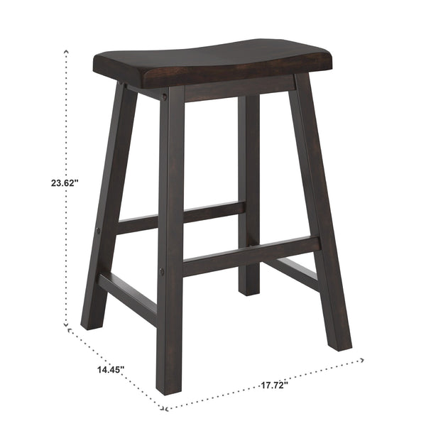 Cosimo Solid Rubberwood Saddleback Counter Stools Set of Two for Kitchen Islands