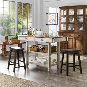 Cosimo Solid Rubberwood Saddleback Counter Stools Set of Two for Kitchen Islands