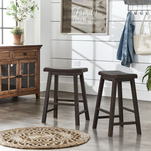 Cosimo Solid Rubberwood Saddleback Counter Stools Set of Two for Kitchen Islands