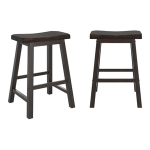Cosimo Solid Rubberwood Saddleback Counter Stools Set of Two for Kitchen Islands