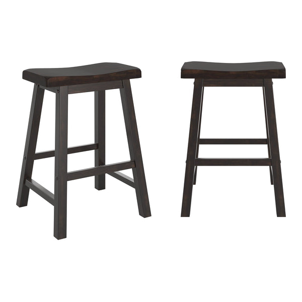 Cosimo Solid Rubberwood Saddleback Counter Stools Set of Two for Kitchen Islands