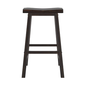Cosimo Solid Rubberwood Bar Stools Set of 2 with Saddleback Seat Distressed Finish