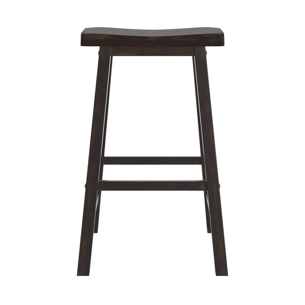 Cosimo Solid Rubberwood Bar Stools Set of 2 with Saddleback Seat Distressed Finish