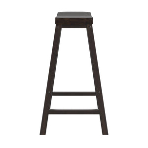 Cosimo Solid Rubberwood Bar Stools Set of 2 with Saddleback Seat Distressed Finish