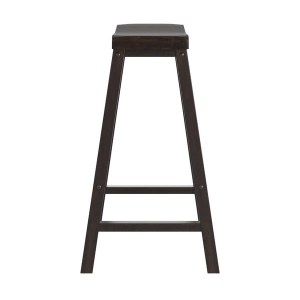 Cosimo Solid Rubberwood Bar Stools Set of 2 with Saddleback Seat Distressed Finish
