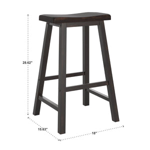 Cosimo Solid Rubberwood Bar Stools Set of 2 with Saddleback Seat Distressed Finish