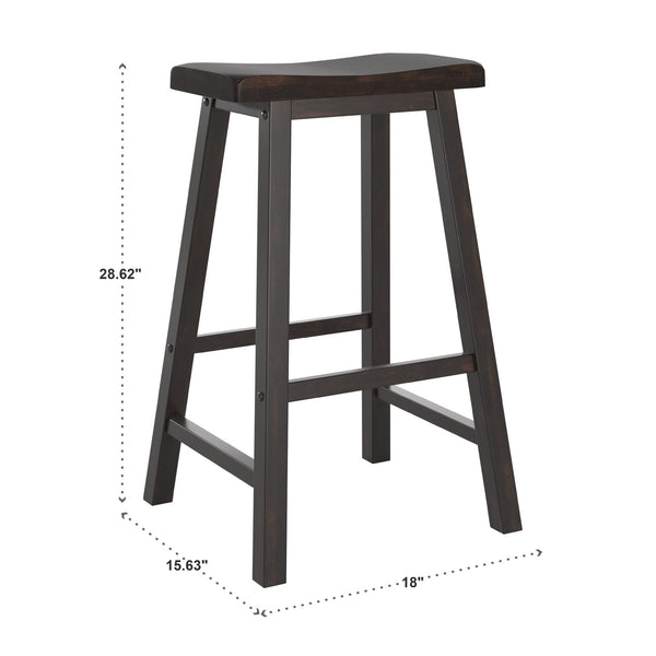 Cosimo Solid Rubberwood Bar Stools Set of 2 with Saddleback Seat Distressed Finish