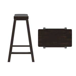 Cosimo Solid Rubberwood Bar Stools Set of 2 with Saddleback Seat Distressed Finish