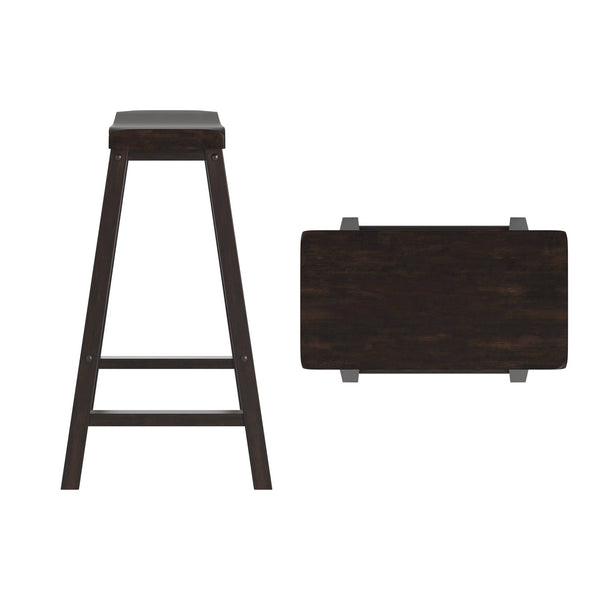 Cosimo Solid Rubberwood Bar Stools Set of 2 with Saddleback Seat Distressed Finish