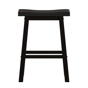 Cosimo Solid Rubberwood Saddleback Counter Stools Set of Two for Kitchen Islands