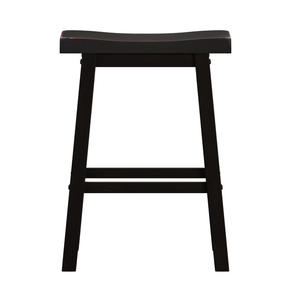 Cosimo Solid Rubberwood Saddleback Counter Stools Set of Two for Kitchen Islands