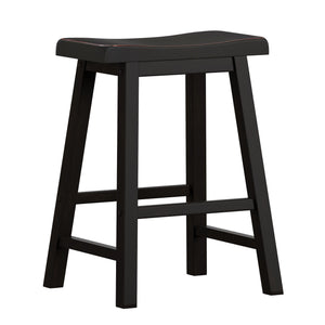 Cosimo Solid Rubberwood Saddleback Counter Stools Set of Two for Kitchen Islands