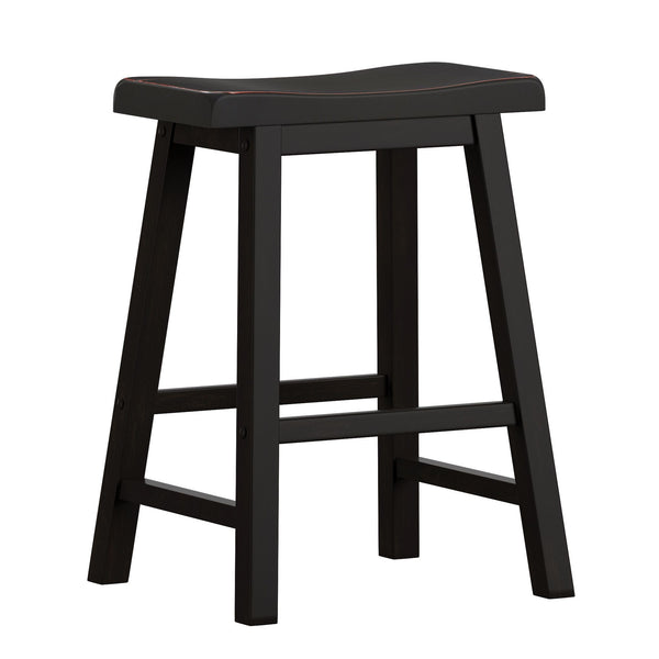 Cosimo Solid Rubberwood Saddleback Counter Stools Set of Two for Kitchen Islands
