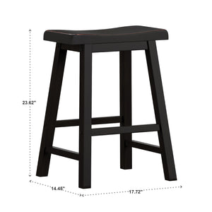 Cosimo Solid Rubberwood Saddleback Counter Stools Set of Two for Kitchen Islands
