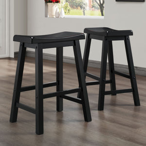 Cosimo Solid Rubberwood Saddleback Counter Stools Set of Two for Kitchen Islands