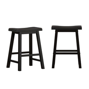Cosimo Solid Rubberwood Saddleback Counter Stools Set of Two for Kitchen Islands