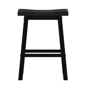Cosimo Solid Rubberwood Bar Stools Set of 2 with Saddleback Seat Distressed Finish
