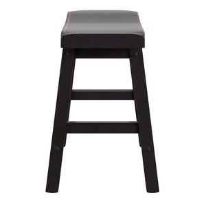 Cosimo Solid Rubberwood Bar Stools Set of 2 with Saddleback Seat Distressed Finish