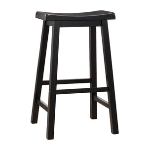 Cosimo Solid Rubberwood Bar Stools Set of 2 with Saddleback Seat Distressed Finish