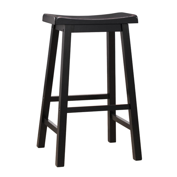 Cosimo Solid Rubberwood Bar Stools Set of 2 with Saddleback Seat Distressed Finish