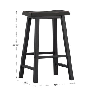 Cosimo Solid Rubberwood Bar Stools Set of 2 with Saddleback Seat Distressed Finish