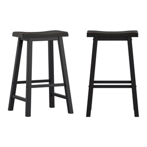 Cosimo Solid Rubberwood Bar Stools Set of 2 with Saddleback Seat Distressed Finish