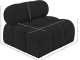 Ames Black Boucle Fabric Armless 611Black-Armless Meridian Furniture