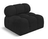 Ames Black Boucle Fabric Armless 611Black-Armless Meridian Furniture