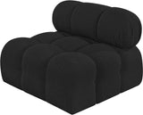 Ames Black Boucle Fabric Armless 611Black-Armless Meridian Furniture