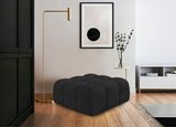 Ames Black Boucle Fabric Ottoman 611Black-Ott Meridian Furniture