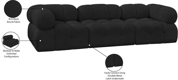Ames Black Boucle Fabric Modular Sofa 611Black-S102A Meridian Furniture