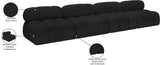 Ames Black Boucle Fabric Modular Sofa 611Black-S136B Meridian Furniture