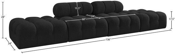 Meridian Furniture Ames Four Piece Modular Sectional Sofa in Black Boucle for Modern Living Rooms 611Black-S136C