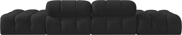 Meridian Furniture Ames Four Piece Modular Sectional Sofa in Black Boucle for Modern Living Rooms 611Black-S136C
