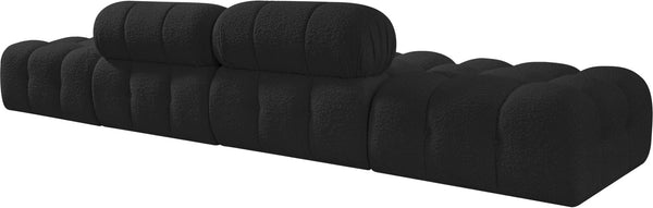 Meridian Furniture Ames Four Piece Modular Sectional Sofa in Black Boucle for Modern Living Rooms 611Black-S136C