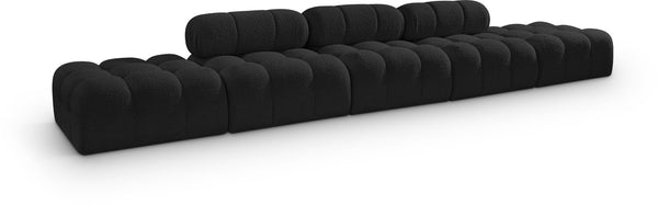 Meridian Furniture Ames Five Piece Modular Sectional Boucle Upholstered Contemporary Living Room Sofa 611Black-S170A