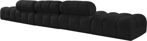 Meridian Furniture Ames Five Piece Modular Sectional Boucle Upholstered Contemporary Living Room Sofa 611Black-S170A