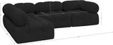 Ames Black Boucle Fabric Modular Sectional 611Black-Sec4A Meridian Furniture