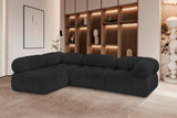 Ames Black Boucle Fabric Modular Sectional 611Black-Sec4A Meridian Furniture