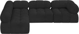 Ames Black Boucle Fabric Modular Sectional 611Black-Sec4A Meridian Furniture