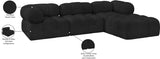 Ames Black Boucle Fabric Modular Sectional 611Black-Sec4B Meridian Furniture