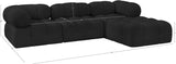 Ames Black Boucle Fabric Modular Sectional 611Black-Sec4B Meridian Furniture