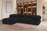 Ames Black Boucle Fabric Modular Sectional 611Black-Sec4B Meridian Furniture