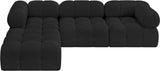 Ames Black Boucle Fabric Modular Sectional 611Black-Sec4B Meridian Furniture