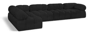 Ames Black Boucle Fabric Modular Sectional 611Black-Sec5A Meridian Furniture